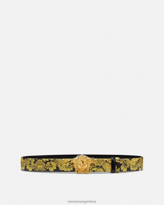 hombres Versace imprimir cinturón reversible maschera barroco accesorios 4F6041629