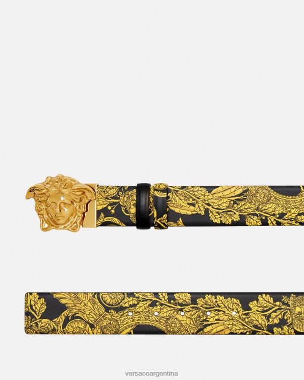 hombres Versace imprimir cinturón reversible maschera barroco accesorios 4F6041629