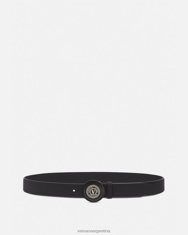 hombres Versace negro cinturón con emblema en V accesorios 4F6042484
