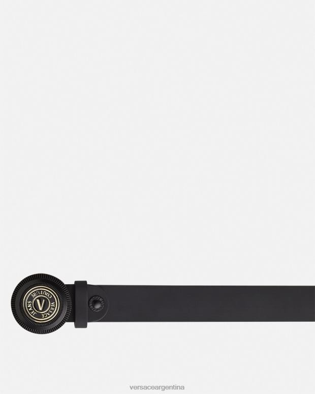 hombres Versace negro cinturón con emblema en V accesorios 4F6042484