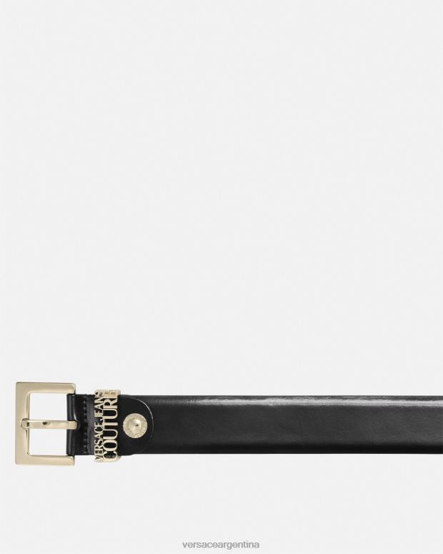 hombres Versace oro negro cinturón con logo accesorios 4F6042479