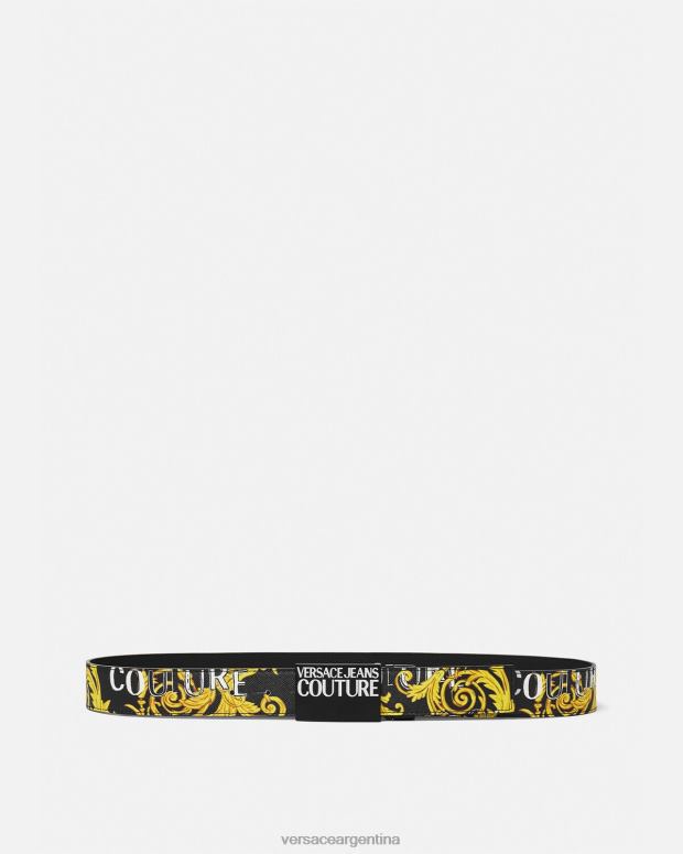 hombres Versace oro negro cinturón de alta costura con logo reversible accesorios 4F6042505