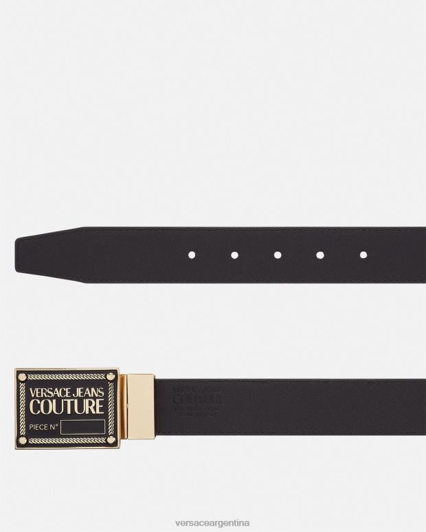 hombres Versace oro negro cinturón de alta costura con logo reversible accesorios 4F6042506