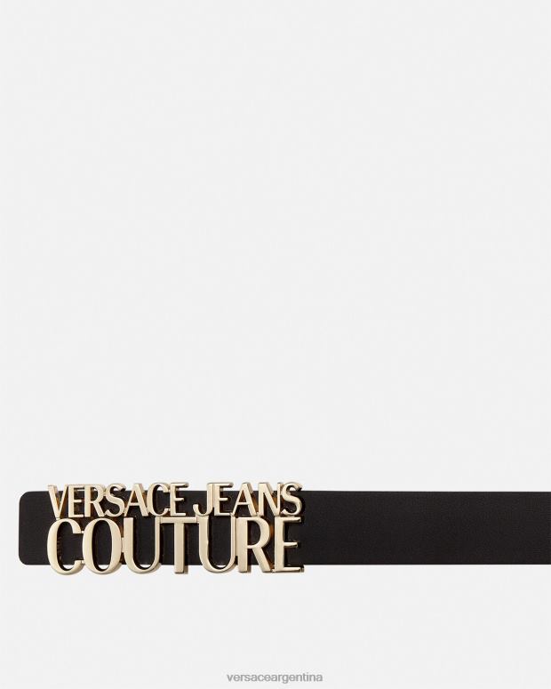 hombres Versace oro y negro cinturón con logo y letras accesorios 4F6042477