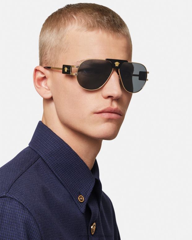 hombres Versace negro gafas de sol de aviador de proyecto especial accesorios 4F6041667