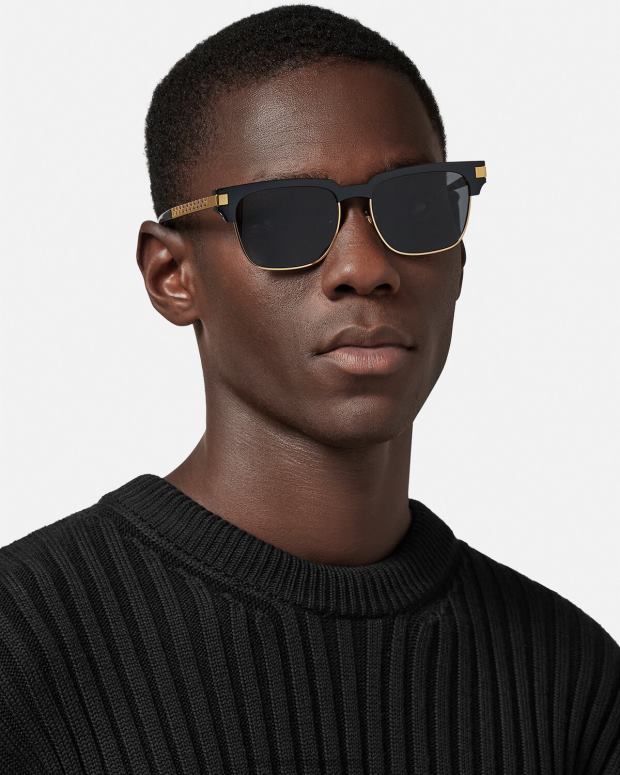 hombres Versace negro gafas de sol greca accesorios 4F6041680