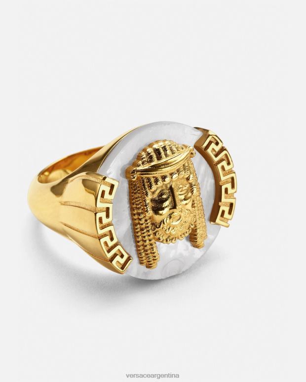 hombres Versace blanco anillo de nácar la maschera accesorios 4F6041695