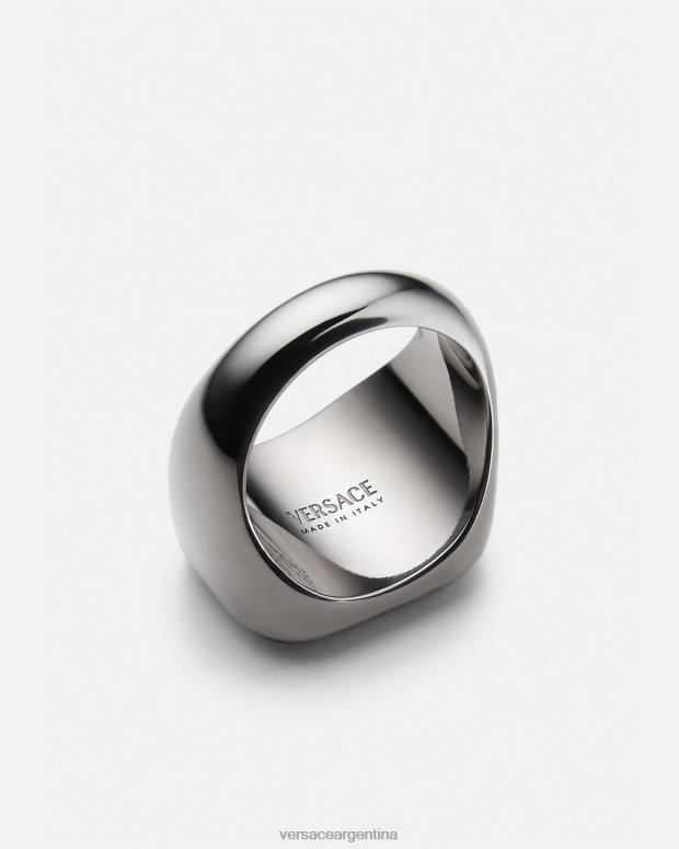 hombres Versace metálico y rojo anillo con logo universitario accesorios 4F6041698