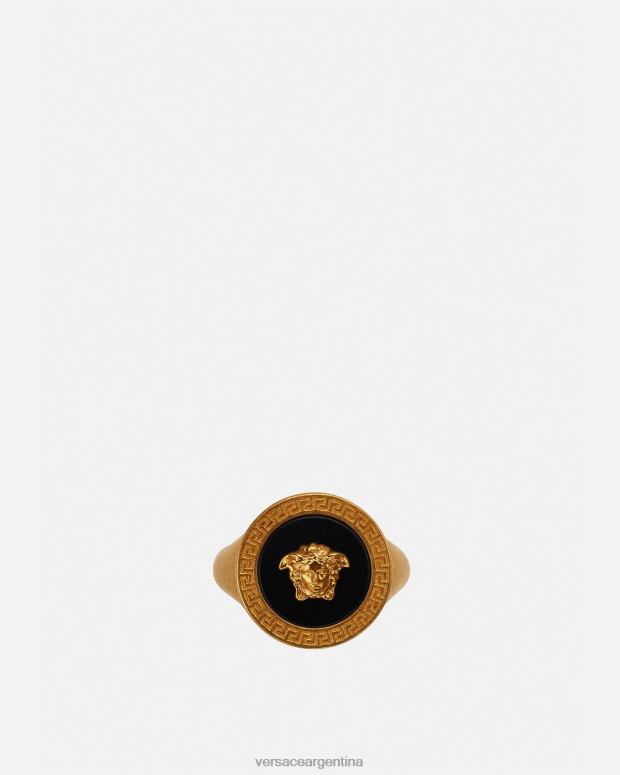 hombres Versace oro negro anillo de medusa esmaltado accesorios 4F6041692