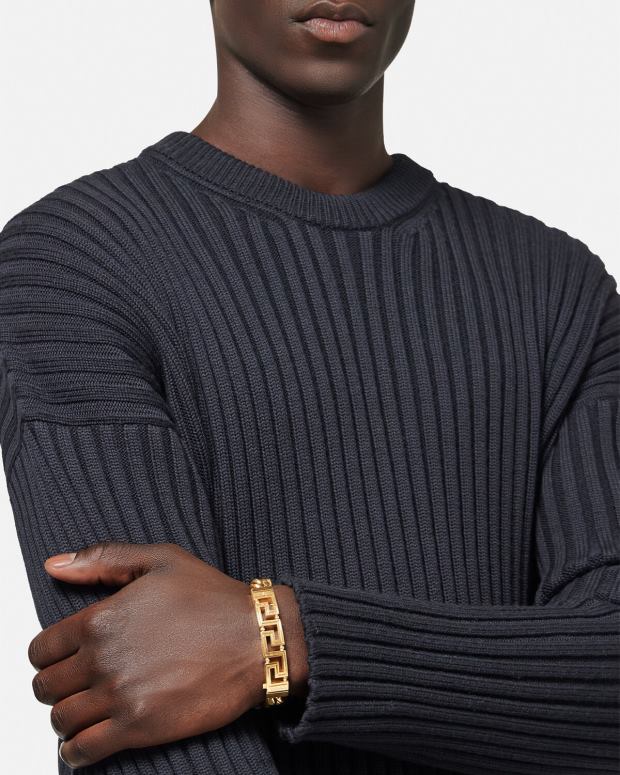 hombres Versace oro pulsera de cadena con greca accesorios 4F6041685