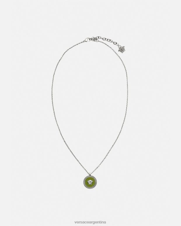 hombres Versace verde collar con medusa esmaltada accesorios 4F6041683