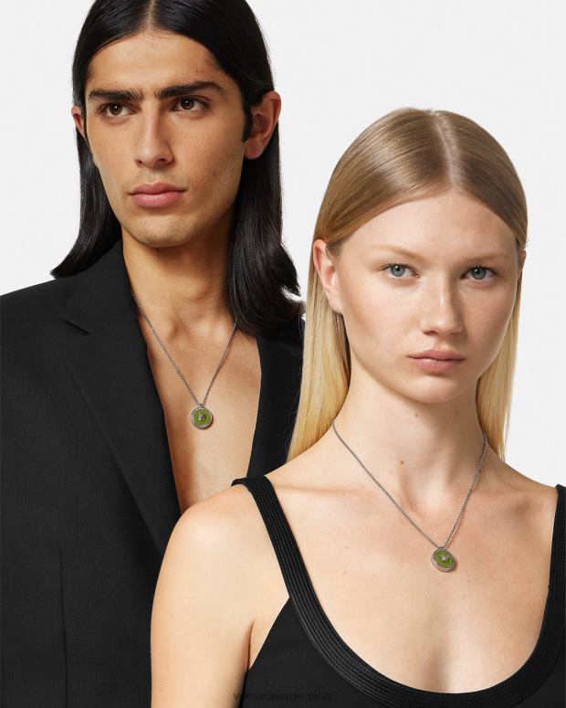 hombres Versace verde collar con medusa esmaltada accesorios 4F6041683