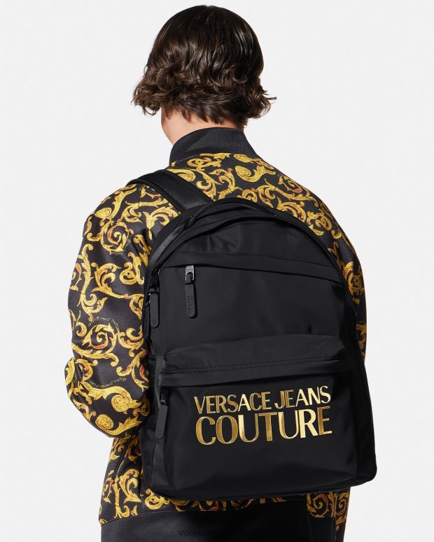 hombres Versace oro negro mochila de alta costura con logo accesorios 4F6042492