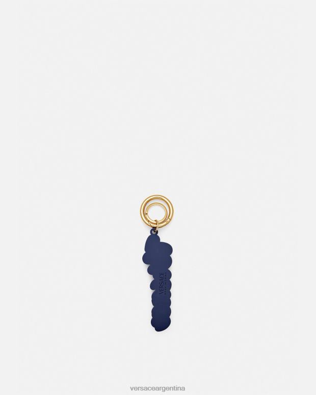hombres Versace azul llavero de silicona con logo universitario accesorios 4F6041655