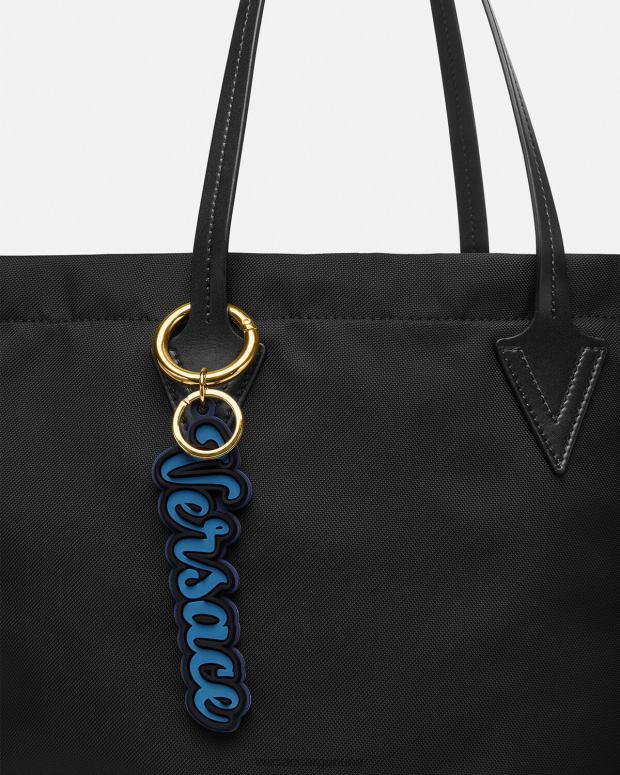 hombres Versace azul llavero de silicona con logo universitario accesorios 4F6041655