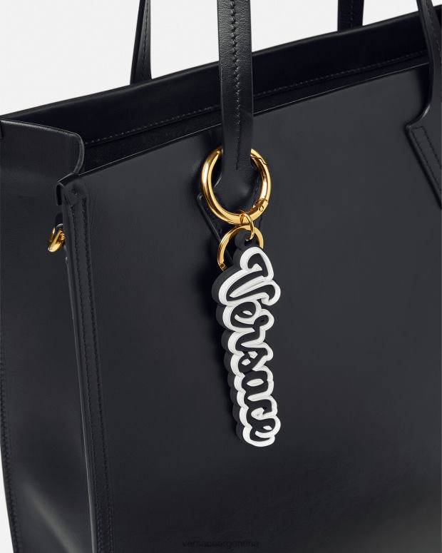 hombres Versace negro llavero de silicona con logo universitario accesorios 4F6041665