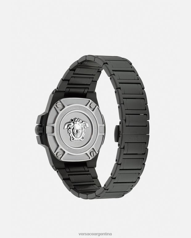 hombres Versace negro reloj de reacción de greca accesorios 4F6041711