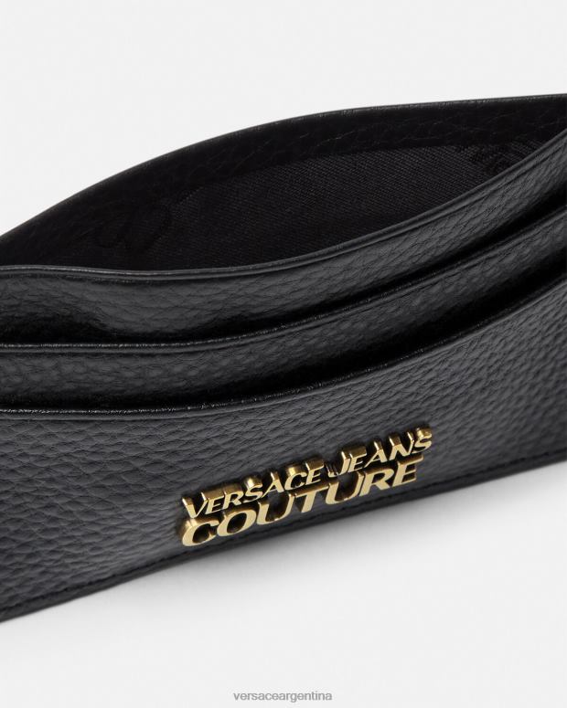 hombres Versace negro tarjetero con logo accesorios 4F6042475