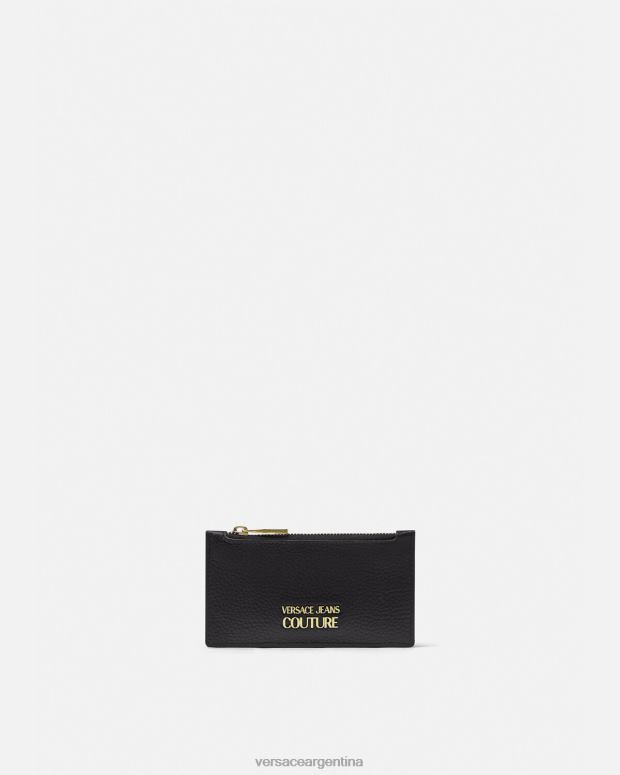 hombres Versace negro tarjetero con logo accesorios 4F6042489