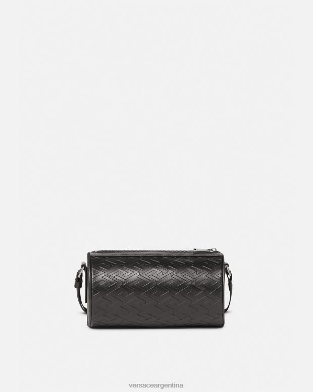 hombres Versace negro bolso bandolera con firma la greca bolsas 4F6041482
