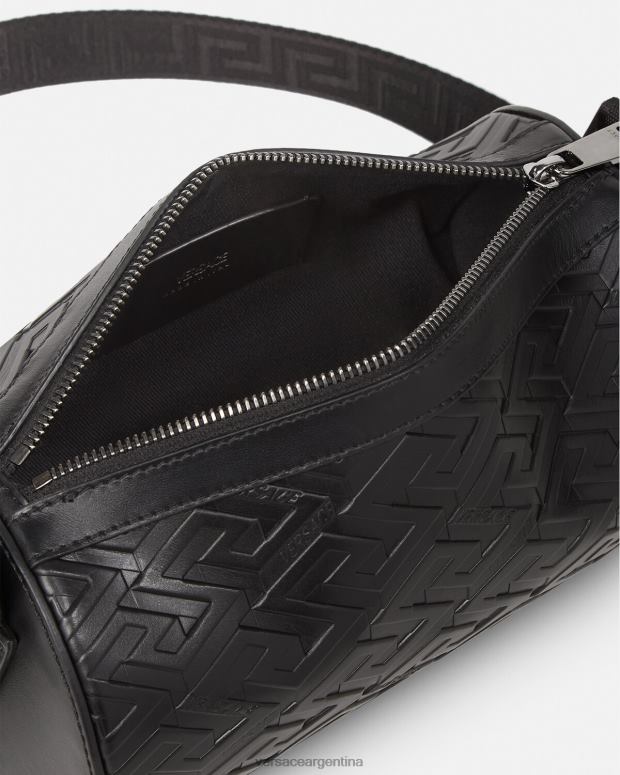 hombres Versace negro bolso bandolera con firma la greca bolsas 4F6041482