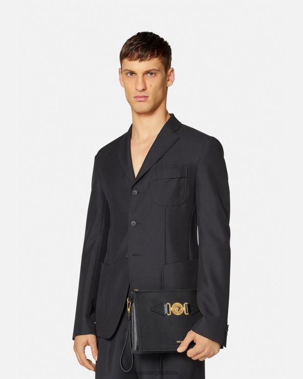hombres Versace negro bolsa grande de medusa bolsas 4F6041466