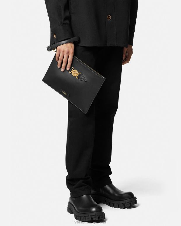 hombres Versace negro bolsa grande de medusa bolsas 4F6041467