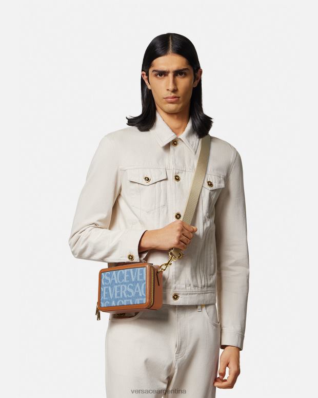 hombres Versace azul bolso tipo mensajero pequeño por toda la prenda bolsas 4F6041494