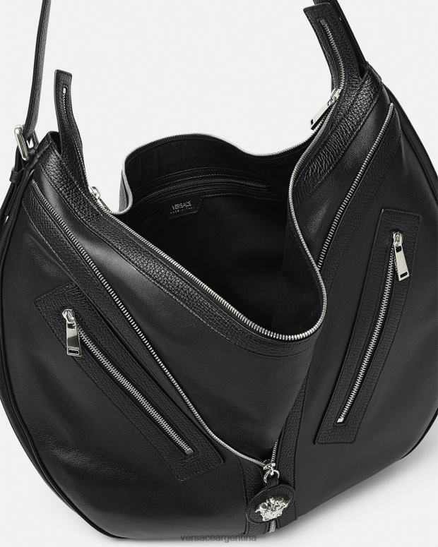 hombres Versace negro bolso hobo grande repetido bolsas 4F6041500