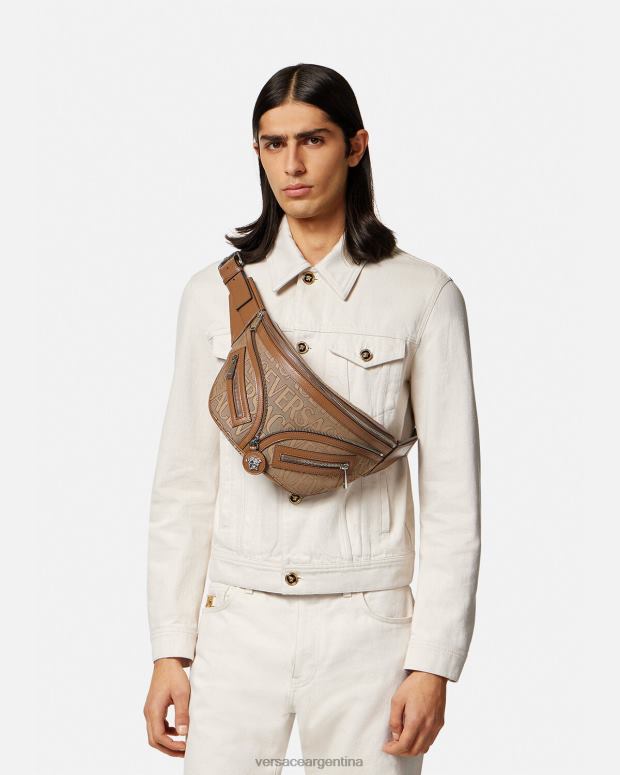 hombres Versace marrón riñonera estilo hobo con repetición en toda la prenda bolsas 4F6041503