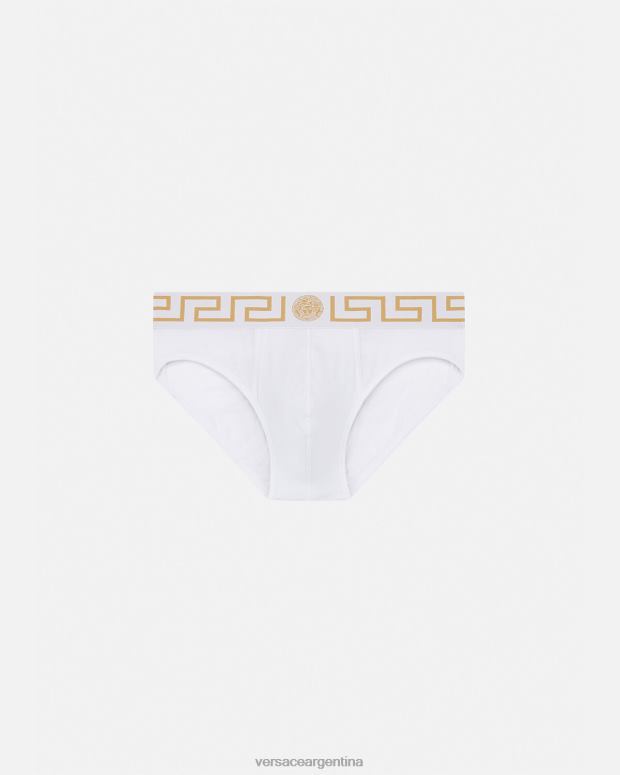 hombres Versace Oro blanco calzoncillos con borde de greca ropa interior y ropa de playa 4F6041789