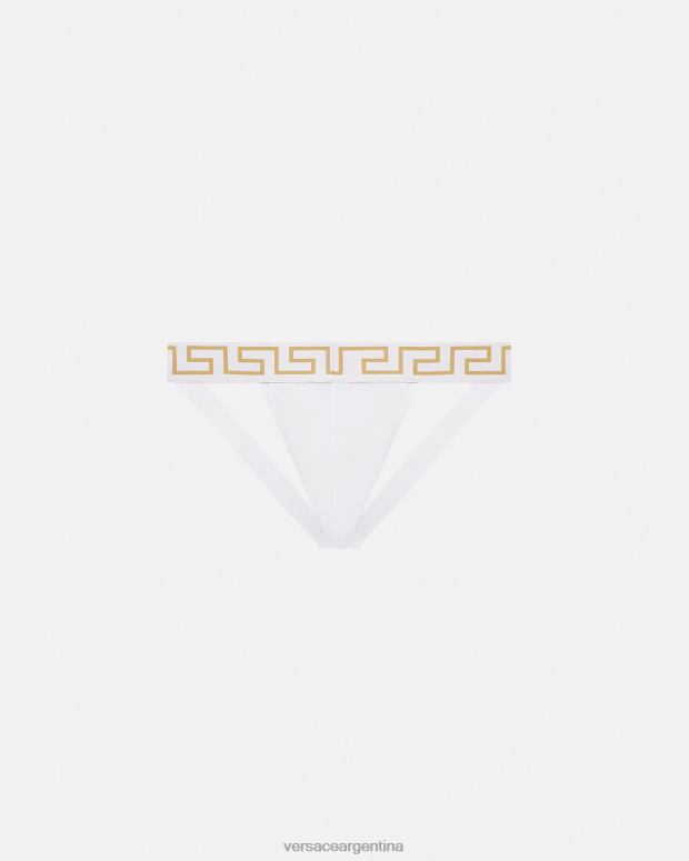 hombres Versace Oro blanco suspensorio con borde de greca ropa interior y ropa de playa 4F6041776