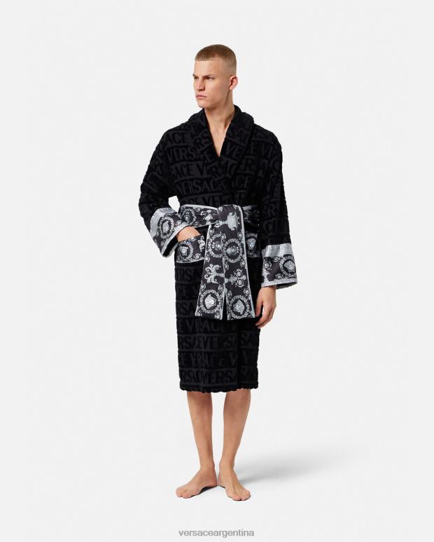 hombres Versace negro albornoz de novio cristal i barroco ropa interior y ropa de playa 4F6041743