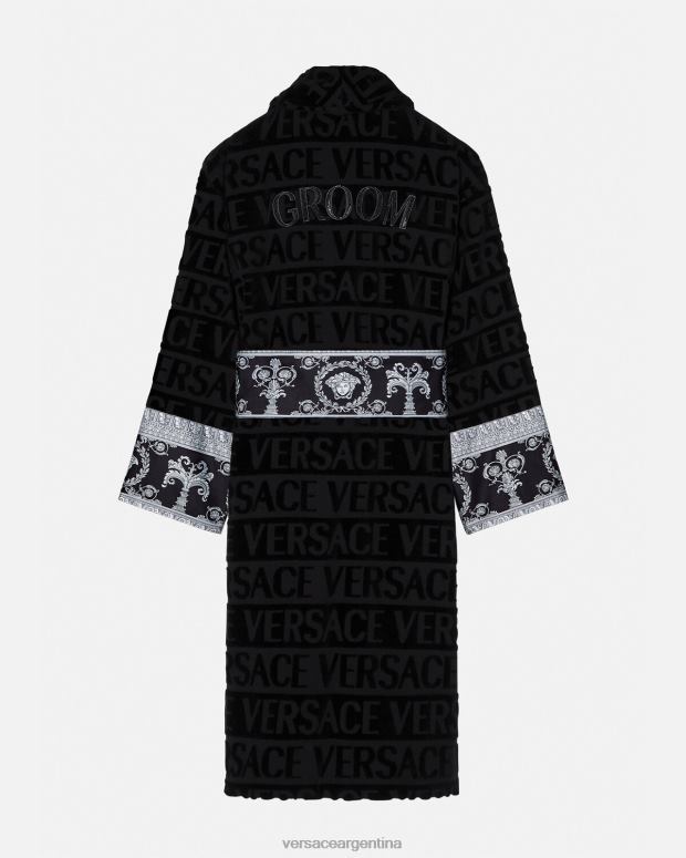 hombres Versace negro albornoz de novio cristal i barroco ropa interior y ropa de playa 4F6041743