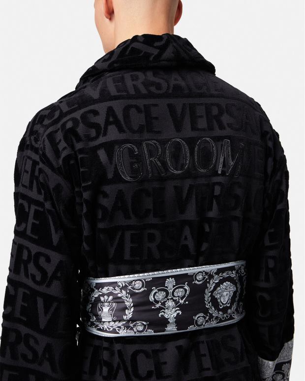hombres Versace negro albornoz de novio cristal i barroco ropa interior y ropa de playa 4F6041743