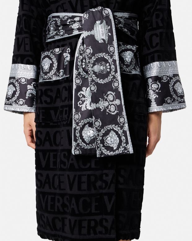hombres Versace negro albornoz de novio cristal i barroco ropa interior y ropa de playa 4F6041743