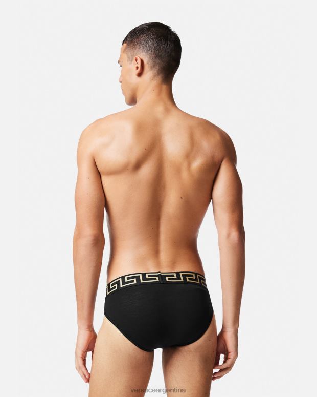 hombres Versace negro calzoncillos con borde de greca ropa interior y ropa de playa 4F6041785