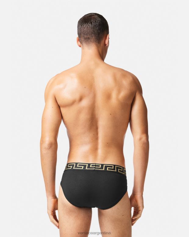 hombres Versace negro pack de 2 calzoncillos con borde con greca ropa interior y ropa de playa 4F6041782