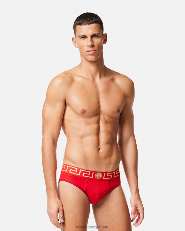 hombres Versace rojo calzoncillos con borde de greca ropa interior y ropa de playa 4F6041788