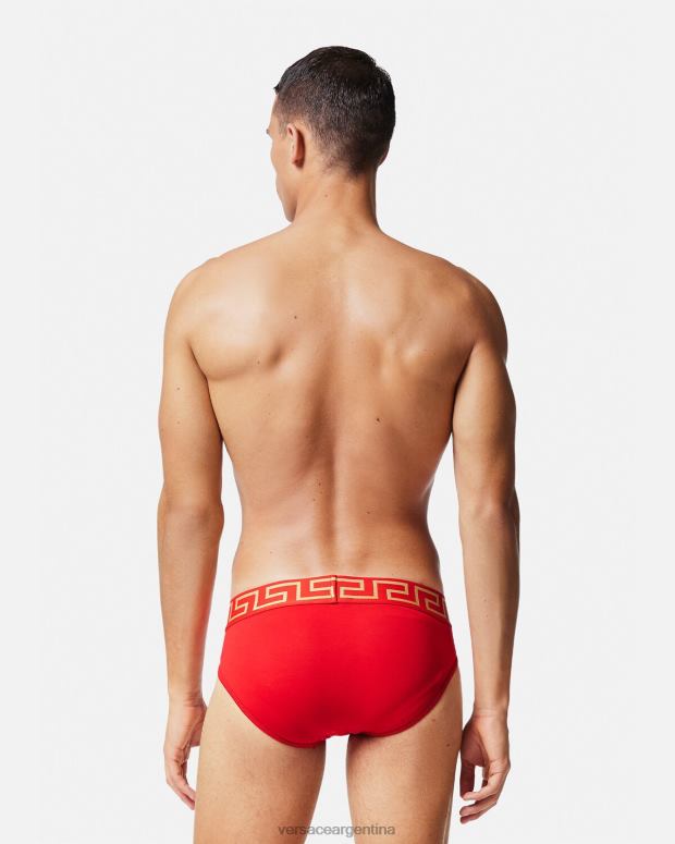 hombres Versace rojo calzoncillos con borde de greca ropa interior y ropa de playa 4F6041788
