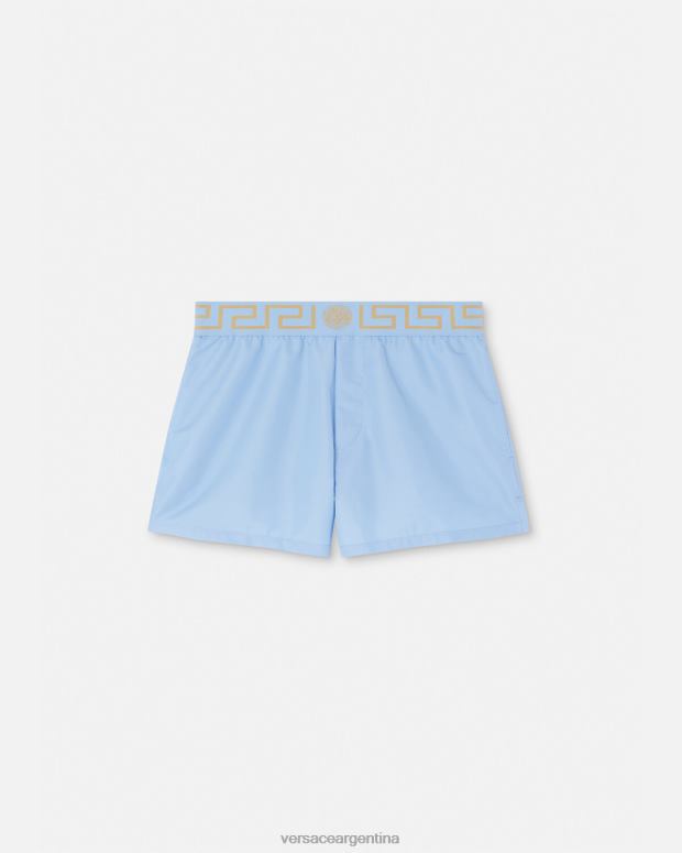hombres Versace azul claro shorts de baño con borde de greca ropa interior y ropa de playa 4F6041796