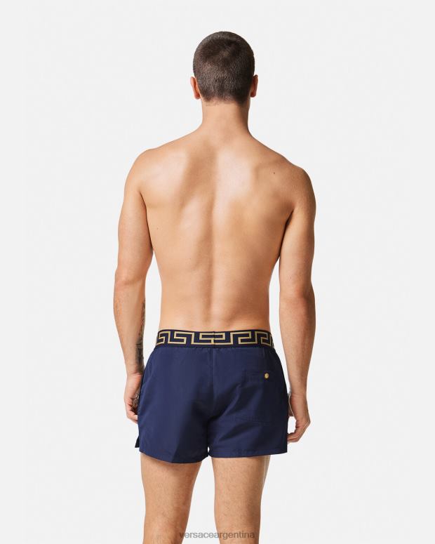hombres Versace azul shorts de baño con borde de greca ropa interior y ropa de playa 4F6041814