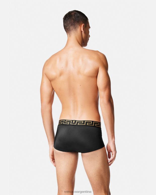 hombres Versace negro bañador con borde de greca ropa interior y ropa de playa 4F6041807