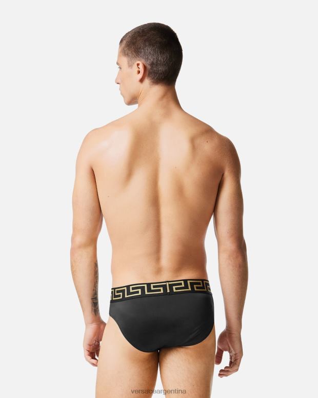 hombres Versace negro braguitas de baño con borde de greca ropa interior y ropa de playa 4F6041815