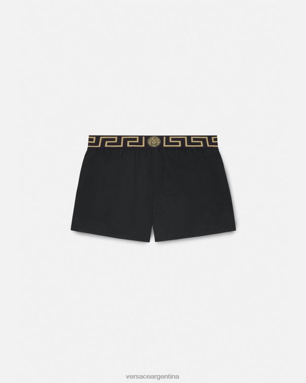 hombres Versace negro shorts de baño con borde de greca ropa interior y ropa de playa 4F6041811