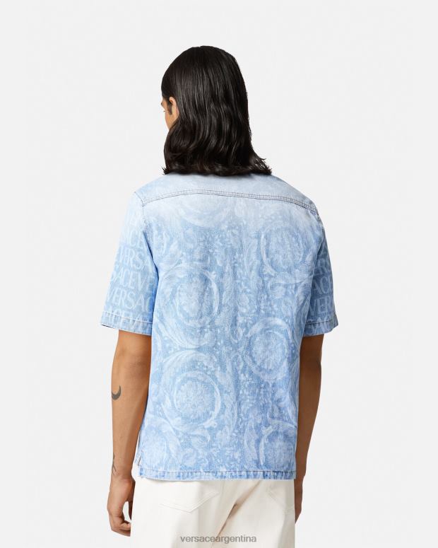 hombres Versace azul camisa vaquera integral ropa 4F6041283