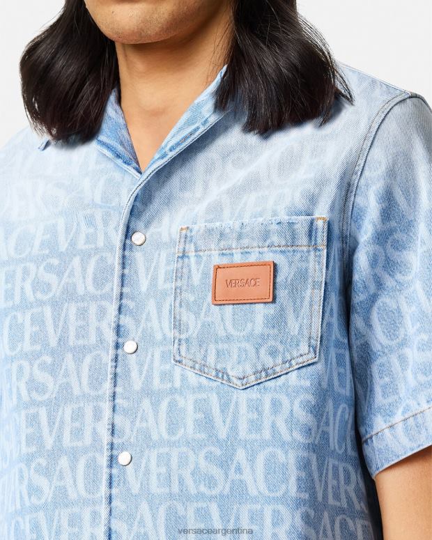 hombres Versace azul camisa vaquera integral ropa 4F6041283