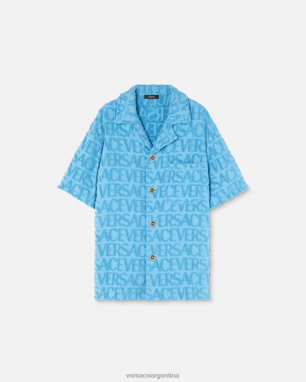 hombres Versace azul claro sobrecamisa de toalla ropa 4F6041280