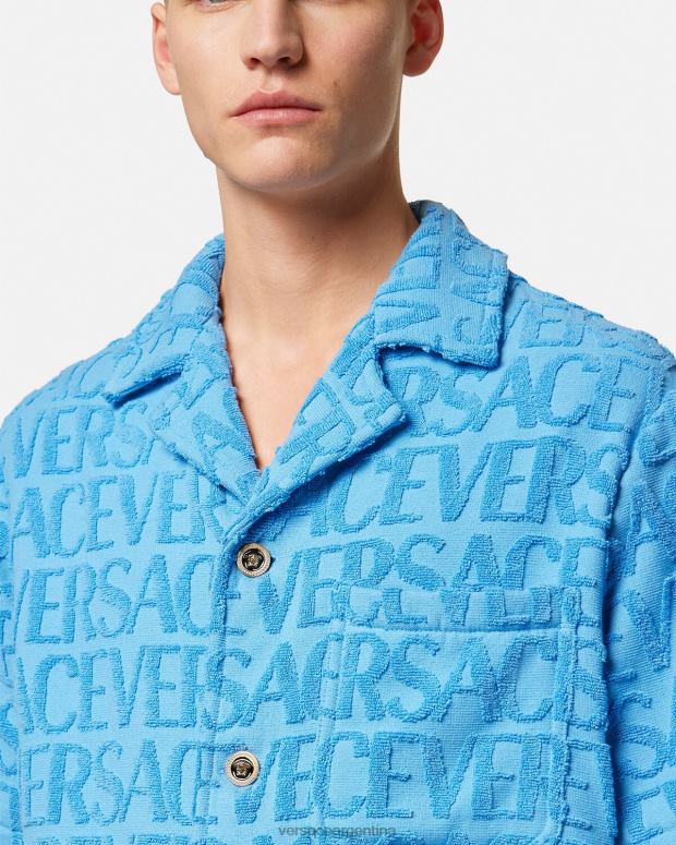 hombres Versace azul claro sobrecamisa de toalla ropa 4F6041280