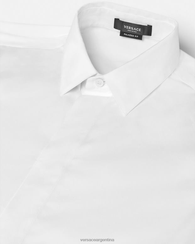hombres Versace blanco camisa con logo bordado ropa 4F6041300